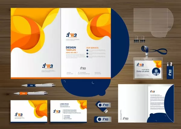 Corporate Business Design Folder Template for digital technology company. Element of stationery, people community friends presentation business, working promotion, Blue, Red,